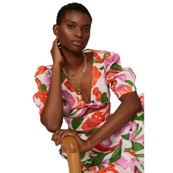 Banjanan Floral Aurora Top in Euphoric Bloom Vivid Large Womens Blouse - Picture 15 of 16